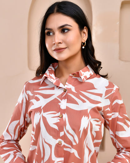 Floral Shirt Style Cotton Kurti
