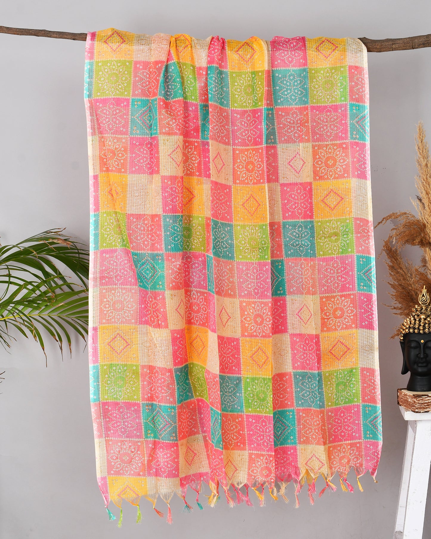 Multicolored Kota Doria Bandhani Dupatta