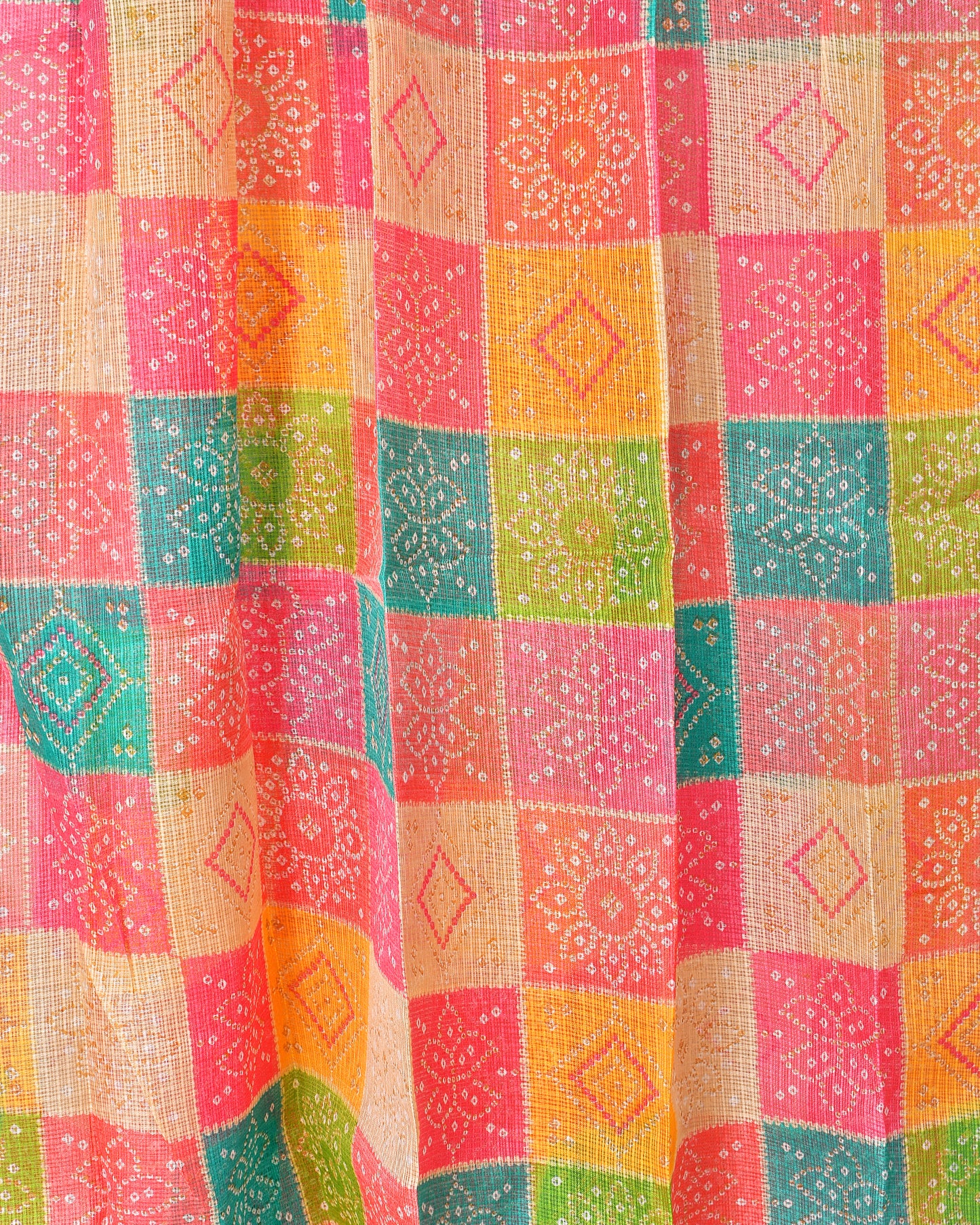 Multicolored Kota Doria Bandhani Dupatta