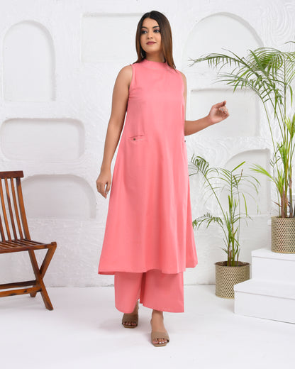 Blush Blossom pink cotton kurta with palazzo