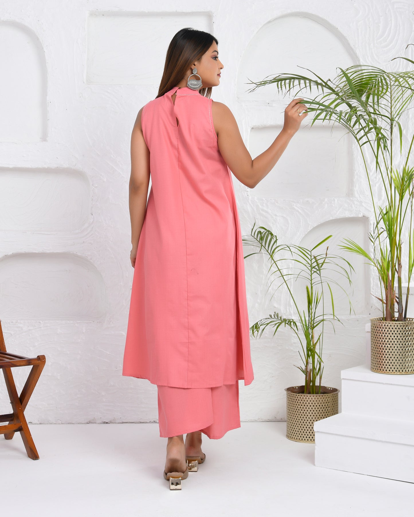 Blush Blossom pink cotton kurta with palazzo