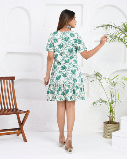 Florabelle Green Cotton Midi Dress