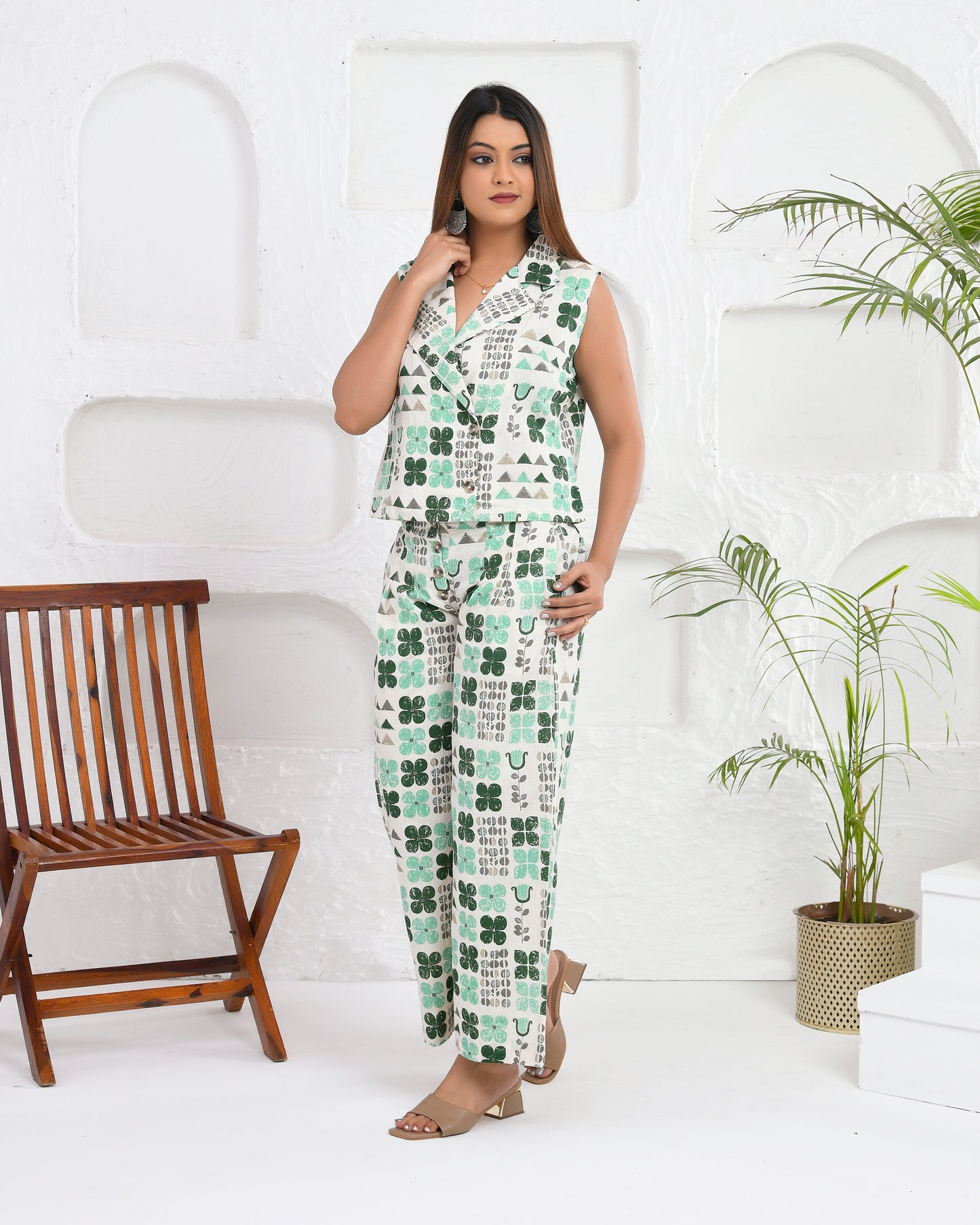 Green Checkered Cotton Co-ord Set