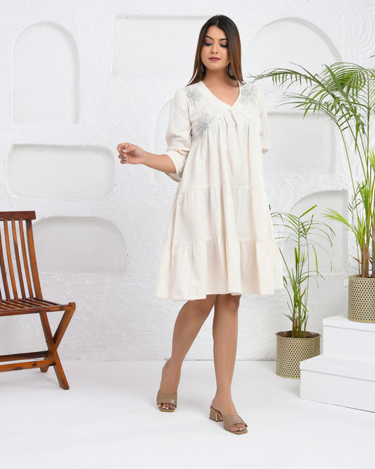 Ivory Serenity Cotton Midi Dress