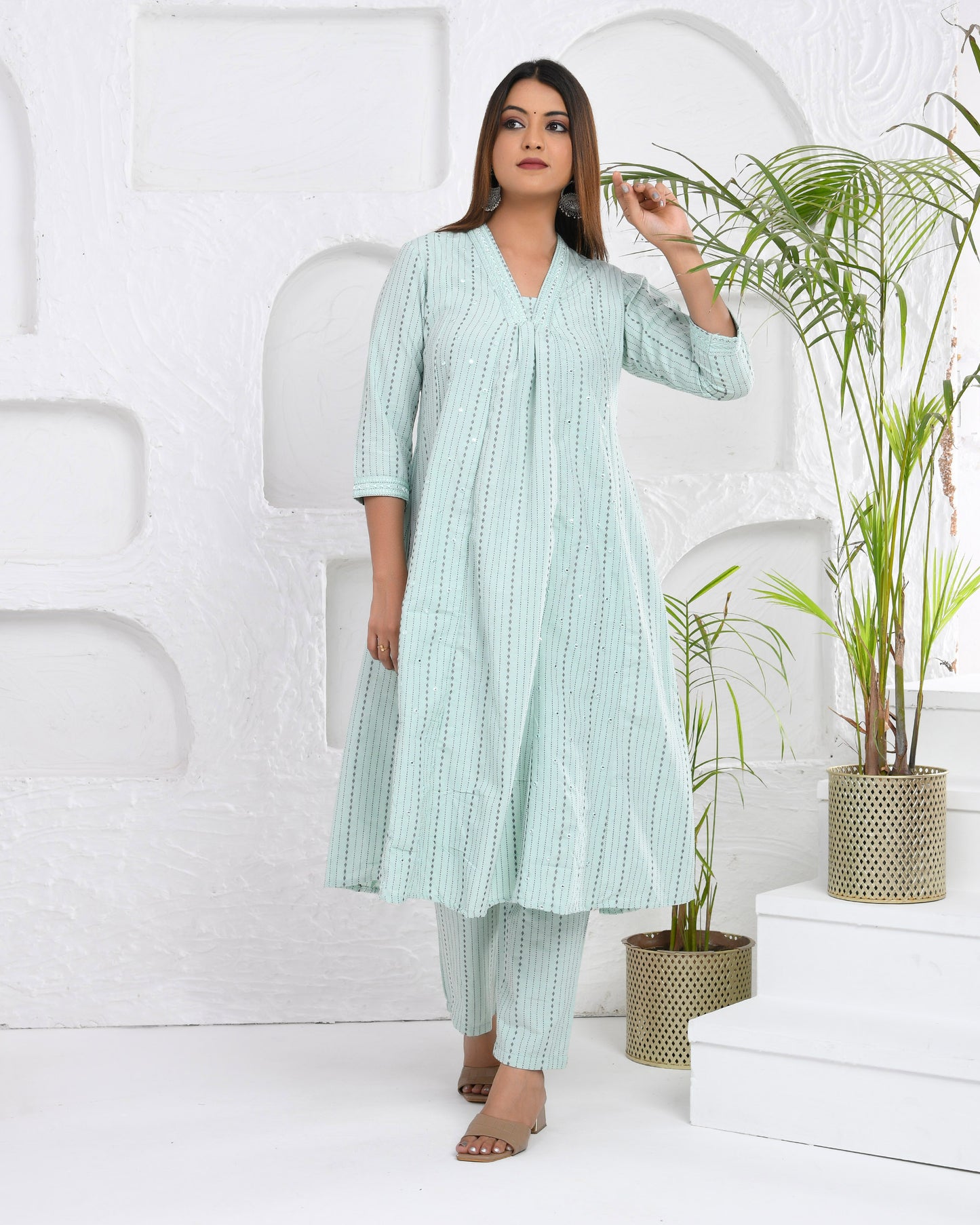 Mint Essence Cotton Kurta with Pants