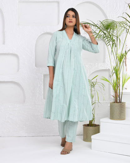 Mint Essence Cotton Kurta with Pants