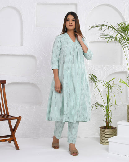 Mint Essence Cotton Kurta with Pants