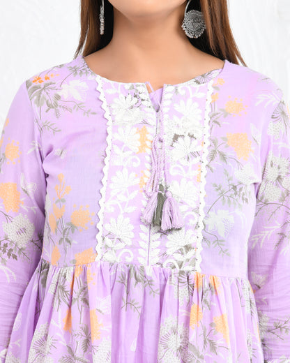 Lavender Blossom Chikankari Short Kurti