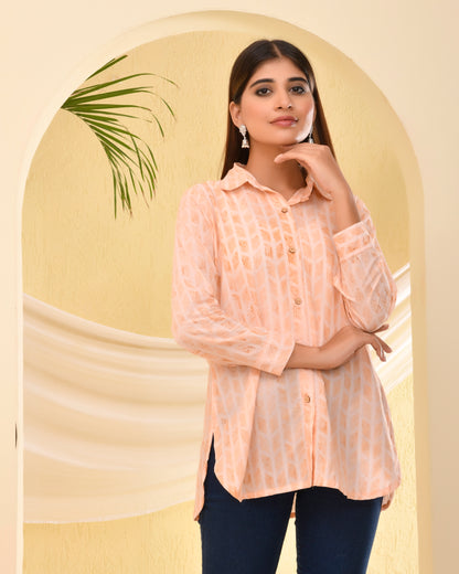 Geometric Shirt Style Cotton Kurti